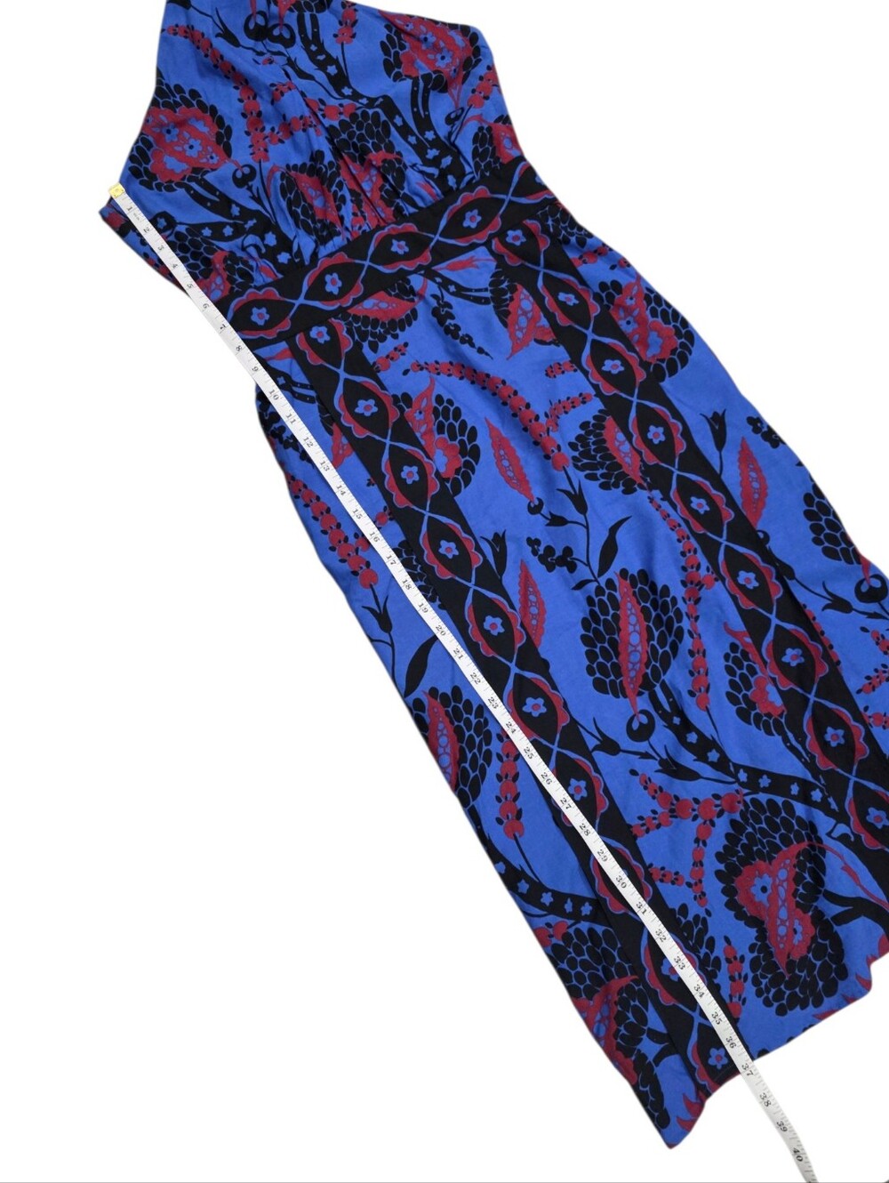 SEZANE JARRED HALTER MIDI DRESS FLORAL ATLA BLUE 36/US4 - Picture 12 of 15